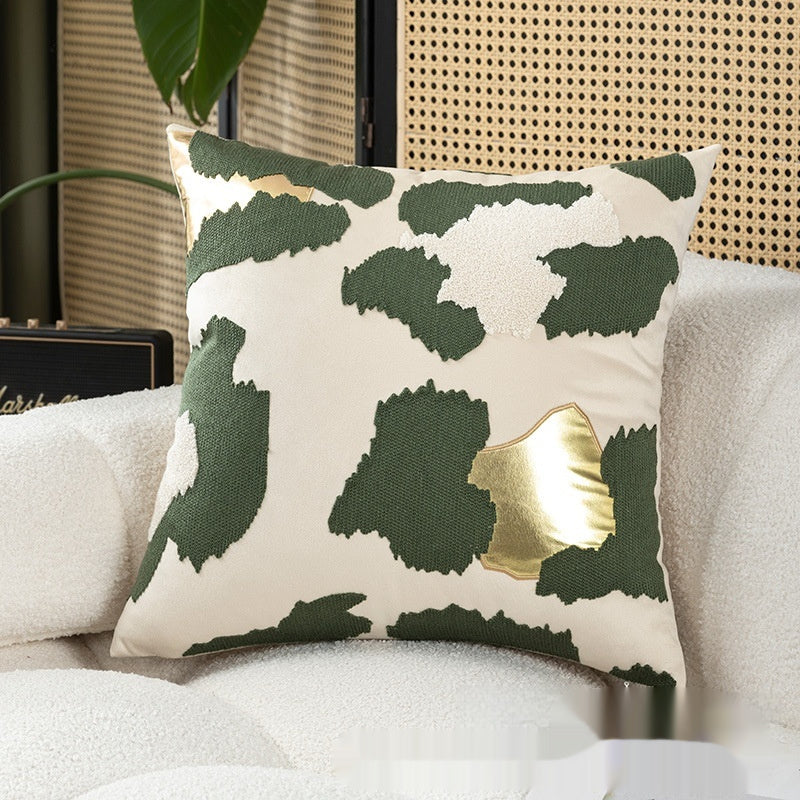 HKM-566867 Geometric Embroidery Square Pillow Cover - Modern Design in Circle Green and Various Patterns