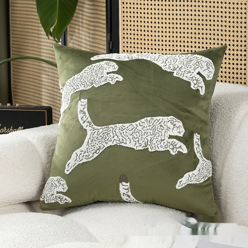 HKM-566867 Geometric Embroidery Square Pillow Cover - Modern Design in Circle Green and Various Patterns