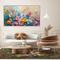 HKM-566995 Handpainted Oil Painting on Canvas - Large Flower Wall Art for Living Room and Home Decor