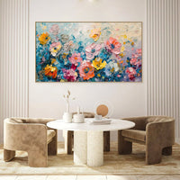 HKM-566995 Handpainted Oil Painting on Canvas - Large Flower Wall Art for Living Room and Home Decor