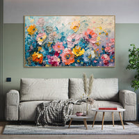 HKM-566995 Handpainted Oil Painting on Canvas - Large Flower Wall Art for Living Room and Home Decor