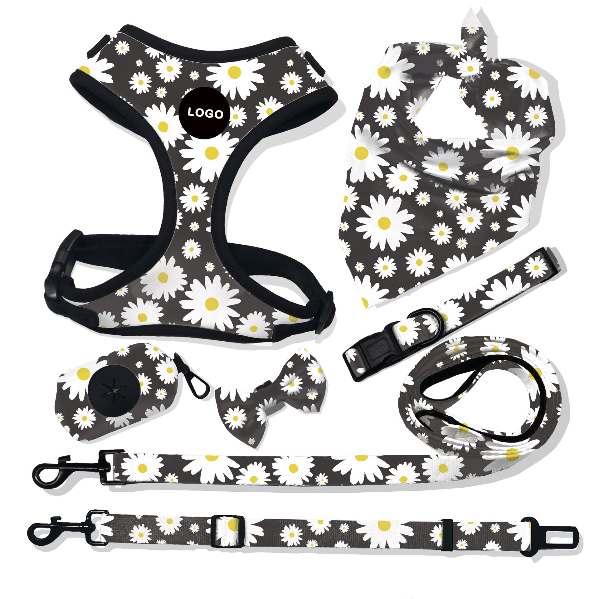 HKM-567251 Breathable Dog Harness and Leash Set with Stylish Print Designs