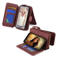 HKM-567315 Magnetic Removable Wallet Phone Case with 14 Card Slots and Zipper Bag