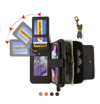 HKM-567315 Magnetic Removable Wallet Phone Case with 14 Card Slots and Zipper Bag