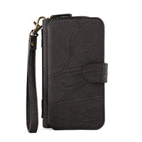 HKM-567315 Magnetic Removable Wallet Phone Case with 14 Card Slots and Zipper Bag