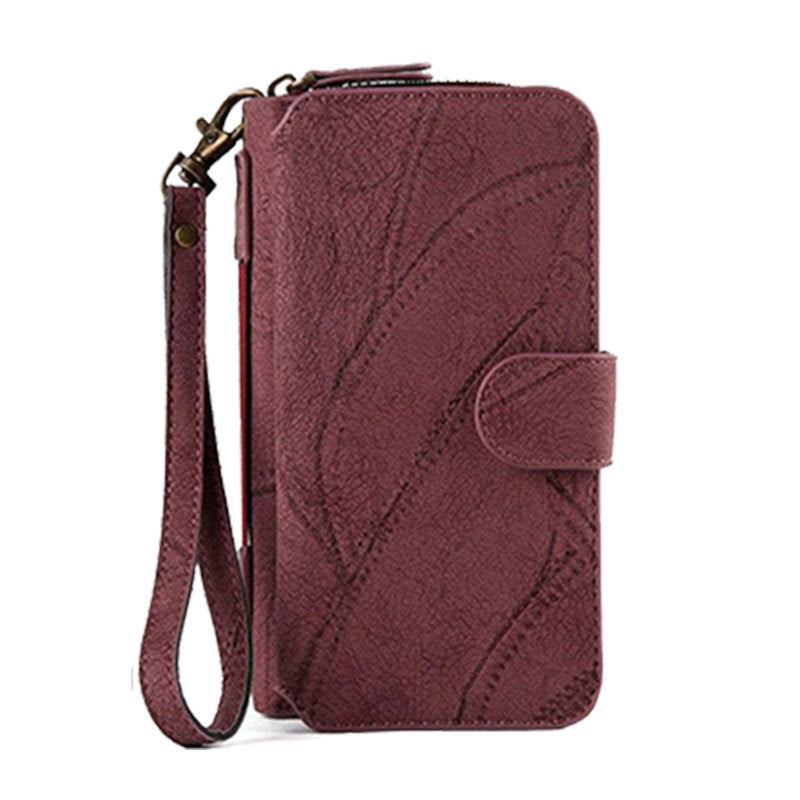 HKM-567315 Magnetic Removable Wallet Phone Case with 14 Card Slots and Zipper Bag