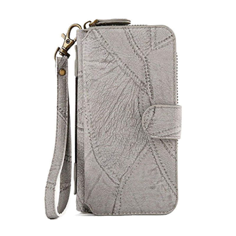 HKM-567315 Magnetic Removable Wallet Phone Case with 14 Card Slots and Zipper Bag