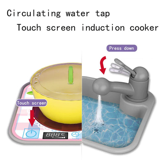 KTX-567315 Pretend Play Kitchen Set with Magnetic Writing Board and Cut Vegetables for Kids 2-7 Years Old