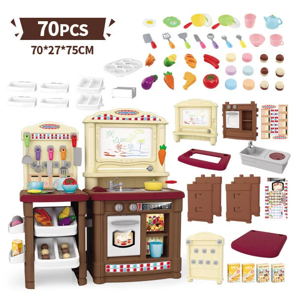 KTX-567315 Pretend Play Kitchen Set with Magnetic Writing Board and Cut Vegetables for Kids 2-7 Years Old