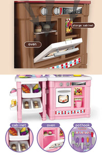 HKM-567315 Pretend Play Kitchen Set with Magnetic Writing Board and Cut Vegetables for Kids 2-7 Years Old