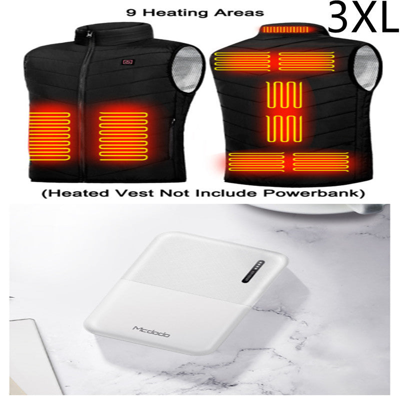 HKM-567443 10000mAh Portable Power Bank with Multi-U Port for Heating Vests - Black