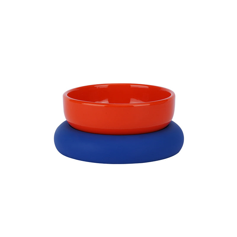 HKM-567571 Ceramic and Silicone Dog Bowl for Food and Water with Fun Color Combinations