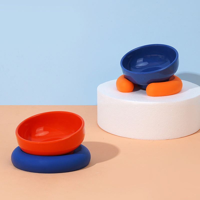 HKM-567571 Ceramic and Silicone Dog Bowl for Food and Water with Fun Color Combinations