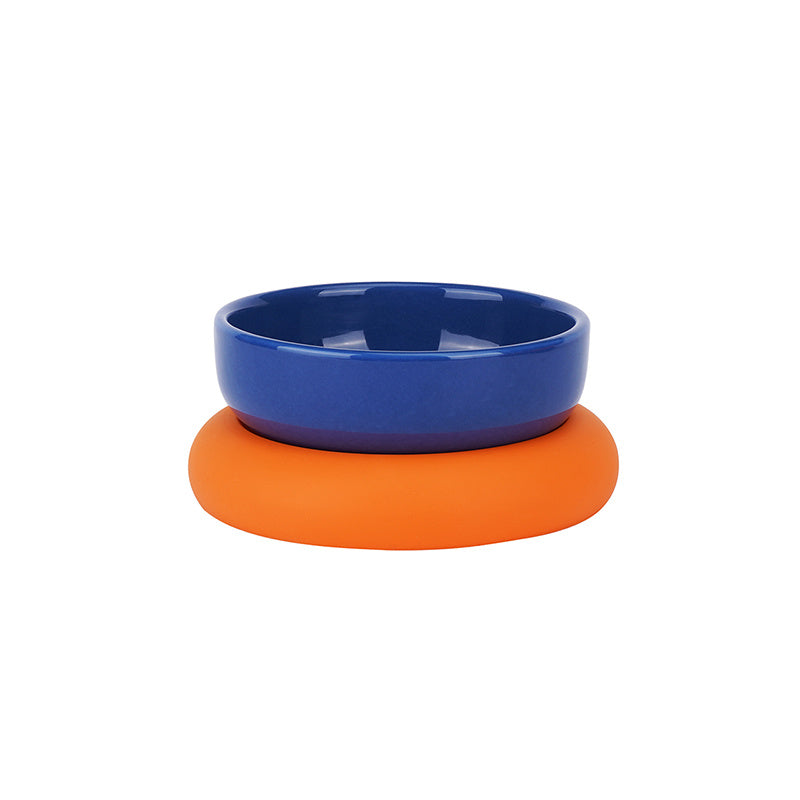 HKM-567571 Ceramic and Silicone Dog Bowl for Food and Water with Fun Color Combinations