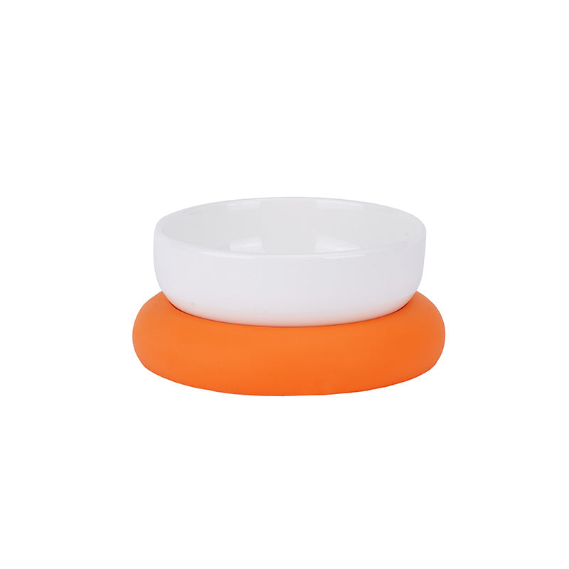 HKM-567571 Ceramic and Silicone Dog Bowl for Food and Water with Fun Color Combinations