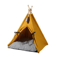 HKM-567571 Cozy Sunset Yellow Semi-Enclosed Cat Tent for All Seasons, Removable & Washable
