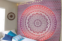 HKM-567763 Indian Mandala Tapestry in Green and Blue Floral Design - 210x150cm Wall Art, Bedspread, Yoga Blanket, Table Cloth