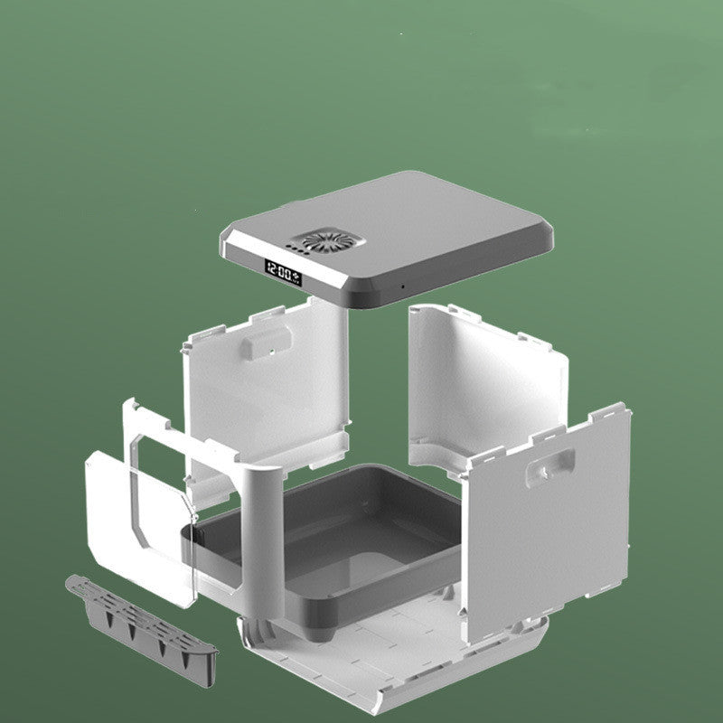 HKM-567891 Enclosed Cat Litter Basin with Drawer, ABS Plastic, 48x40x42cm, Deodorizing & Sterilizing Features
