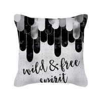HKM-567891 Silver Grey Geometric Print Square Throw Pillow Cover in Brushed Polyester