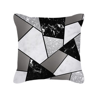 HKM-567891 Silver Grey Geometric Print Square Throw Pillow Cover in Brushed Polyester