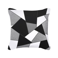 HKM-567891 Silver Grey Geometric Print Square Throw Pillow Cover in Brushed Polyester