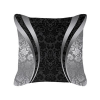 HKM-567891 Silver Grey Geometric Print Square Throw Pillow Cover in Brushed Polyester