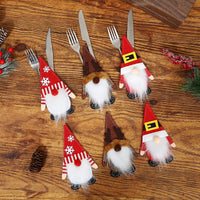 HKM-568019 Christmas-Themed Tableware Felt Covers with Antlers and Snowflake Design, 17.5 x 10 cm