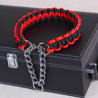 HKM-568083 Leather Dog Necklaces for Medium and Large Dogs - Geometric Design in Black, Red, Blue, and Purple