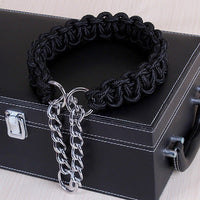 HKM-568083 Leather Dog Necklaces for Medium and Large Dogs - Geometric Design in Black, Red, Blue, and Purple