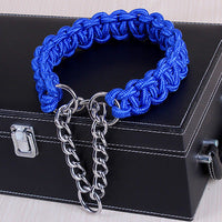 HKM-568083 Leather Dog Necklaces for Medium and Large Dogs - Geometric Design in Black, Red, Blue, and Purple