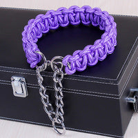 HKM-568083 Leather Dog Necklaces for Medium and Large Dogs - Geometric Design in Black, Red, Blue, and Purple