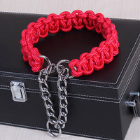 HKM-568083 Leather Dog Necklaces for Medium and Large Dogs - Geometric Design in Black, Red, Blue, and Purple
