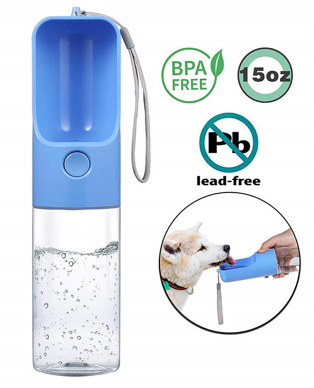 HKM-568083 Pet Outdoor Water Bottle - 450ML Automatic Drinking Cup for Dogs, Blue & Green