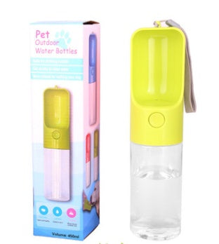 HKM-568083 Pet Outdoor Water Bottle - 450ML Automatic Drinking Cup for Dogs, Blue & Green
