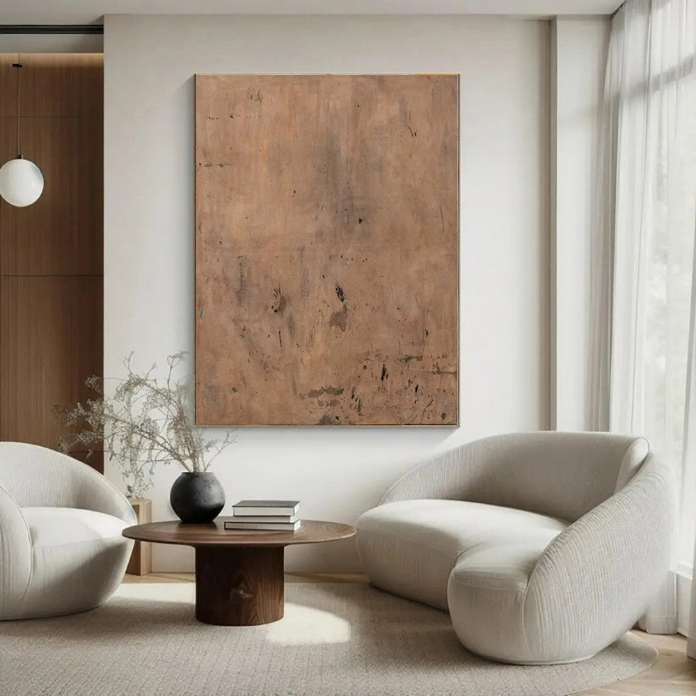 HKM-568147 Handmade Wabi-Sabi Style Abstract Oil Painting on Canvas - Minimalist Home Decor