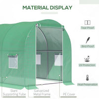 HKM-568211 Walk-in Polytunnel Greenhouse with Zipped Door and 6 Mesh Windows, 3 x 2m, for Outdoor Gardening
