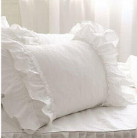 HKM-568275 Elegant White Cotton Pillowcase with Crochet Lace and Bow, 48cm x 74cm, Suitable for Single Pillows