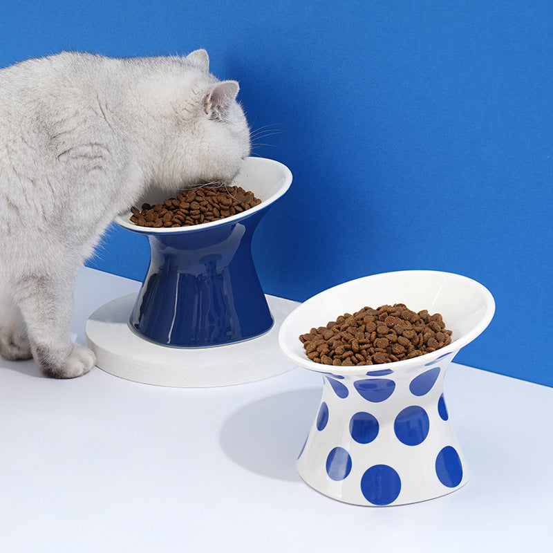 HKM-568723 Ceramic Cat Water Bowl with Highfoot Design, Available in Two Sizes