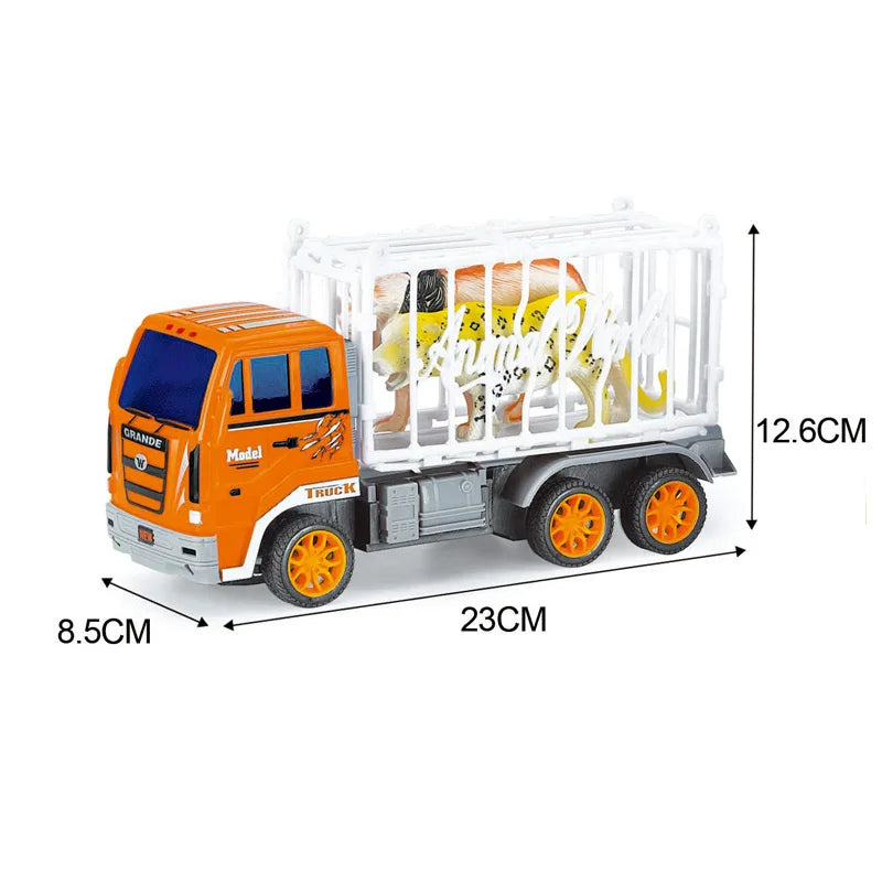 HKM-568851 Animal Transport RC Truck with Trailer for Kids Ages 2-7, Battery-Powered, Plastic Construction
