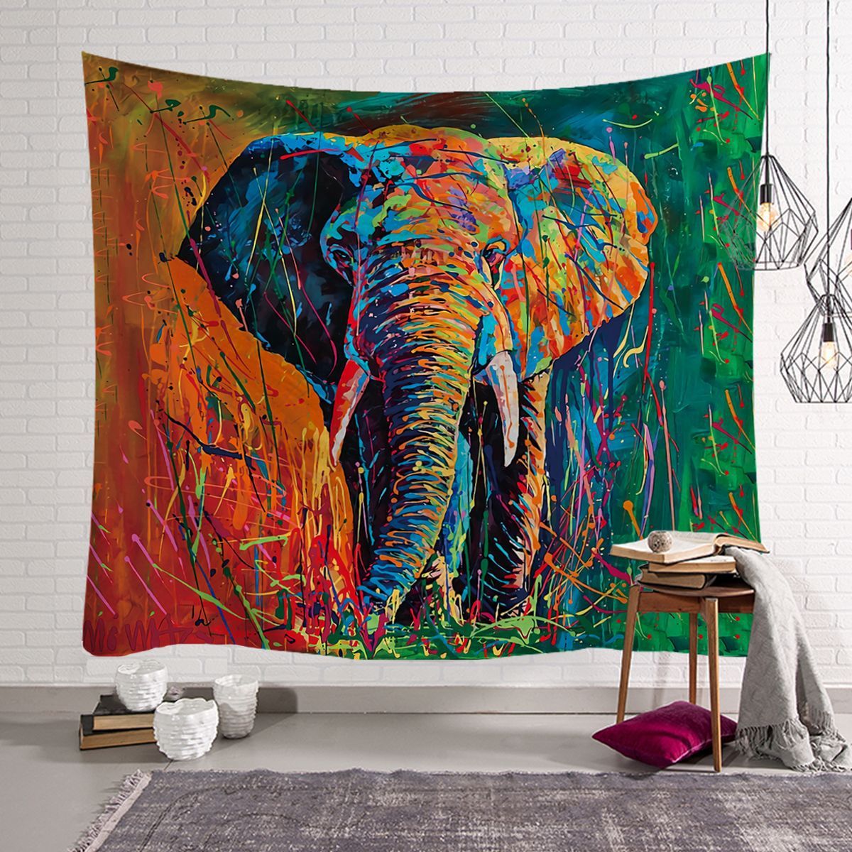 HKM-568915 Elephant Wall Tapestry - Available in Various Sizes: 150x100cm, 150x130cm, and 150x230cm
