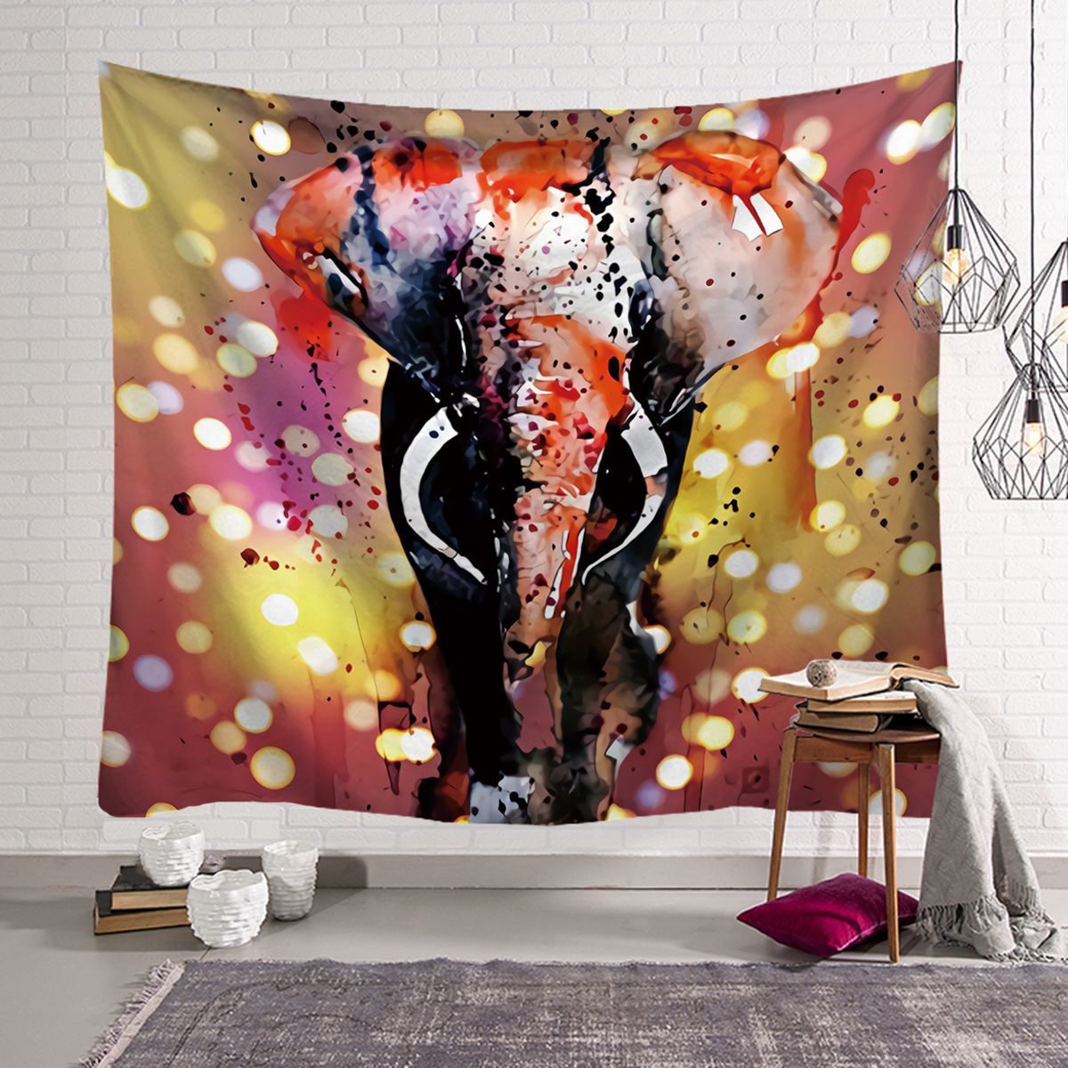 HKM-568915 Elephant Wall Tapestry - Available in Various Sizes: 150x100cm, 150x130cm, and 150x230cm