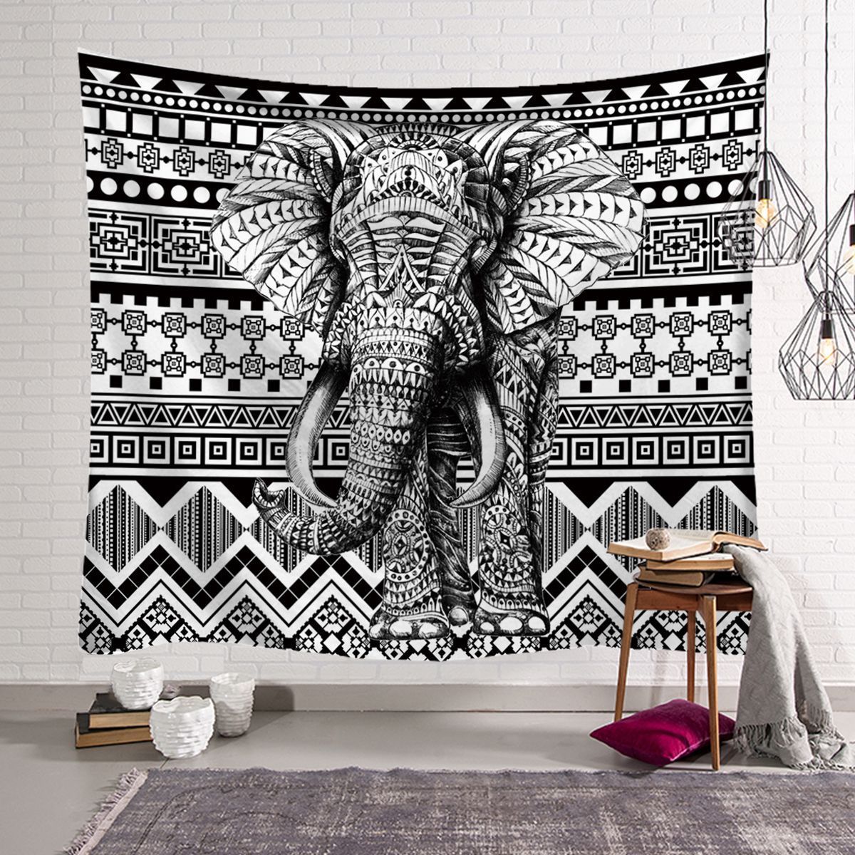 HKM-568915 Elephant Wall Tapestry - Available in Various Sizes: 150x100cm, 150x130cm, and 150x230cm
