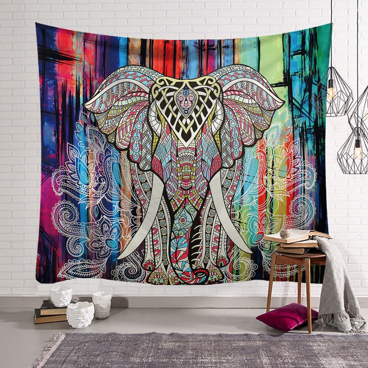 HKM-568915 Elephant Wall Tapestry - Available in Various Sizes: 150x100cm, 150x130cm, and 150x230cm