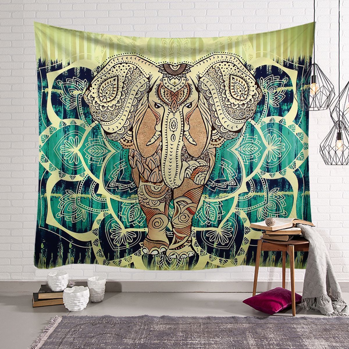 HKM-568915 Elephant Wall Tapestry - Available in Various Sizes: 150x100cm, 150x130cm, and 150x230cm