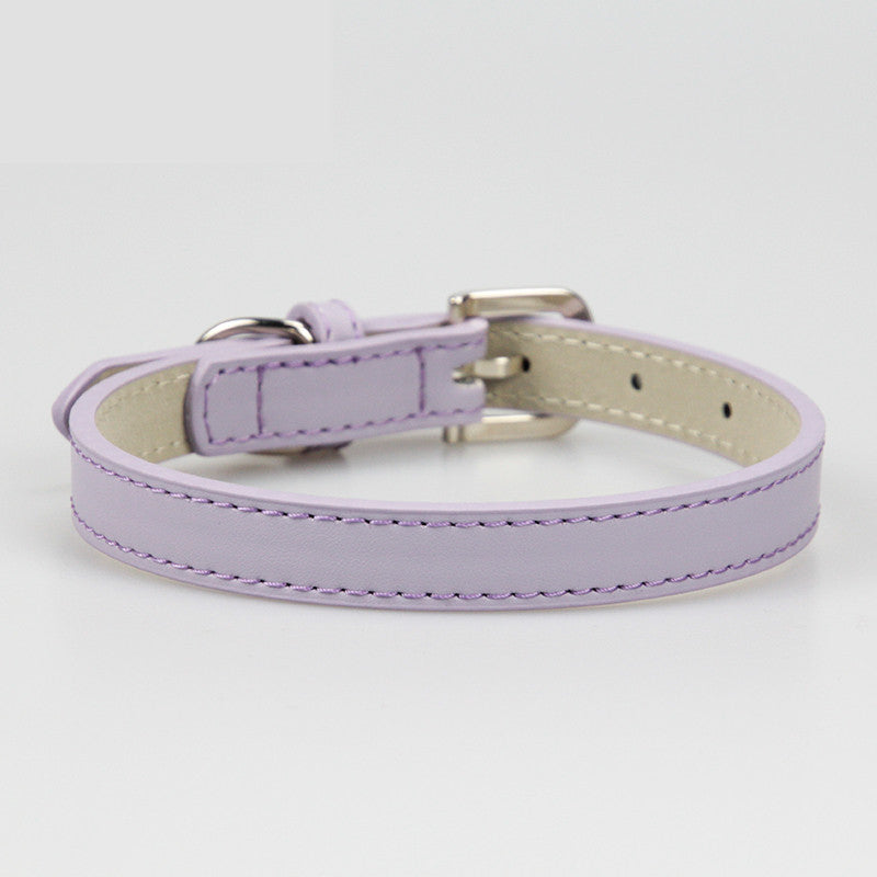 HKM-568915 Leather Small Dog Medium Teddy Pet Dog Collar