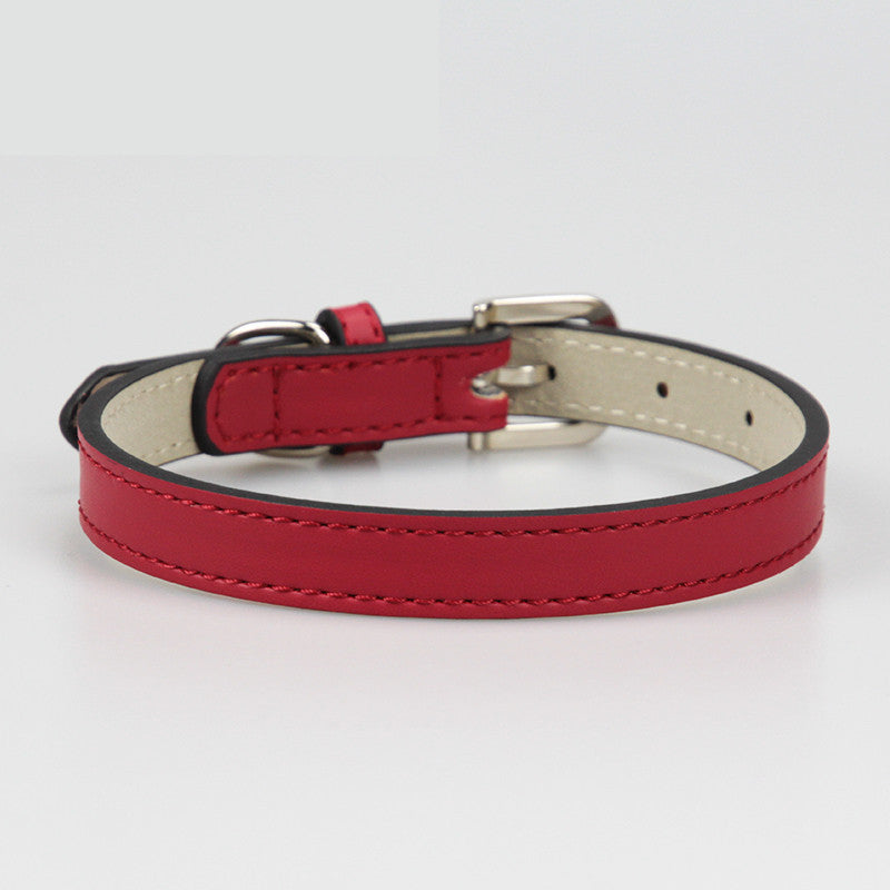 HKM-568915 Leather Small Dog Medium Teddy Pet Dog Collar