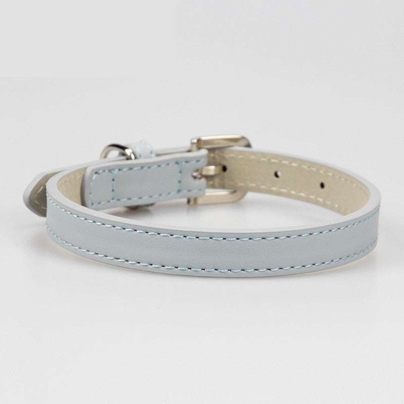HKM-568915 Leather Small Dog Medium Teddy Pet Dog Collar