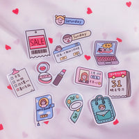 HKM-568979 Kawaii Girl Stickers Set - 24 Waterproof Removable Adhesive Stickers (4-4.5cm)