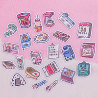 HKM-568979 Kawaii Girl Stickers Set - 24 Waterproof Removable Adhesive Stickers (4-4.5cm)