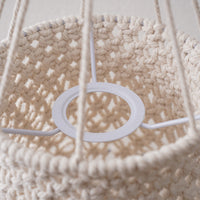 HKM-569043 Beige Bohemian Hand-Woven Lampshade with Tassel Decoration for Bedroom Lighting